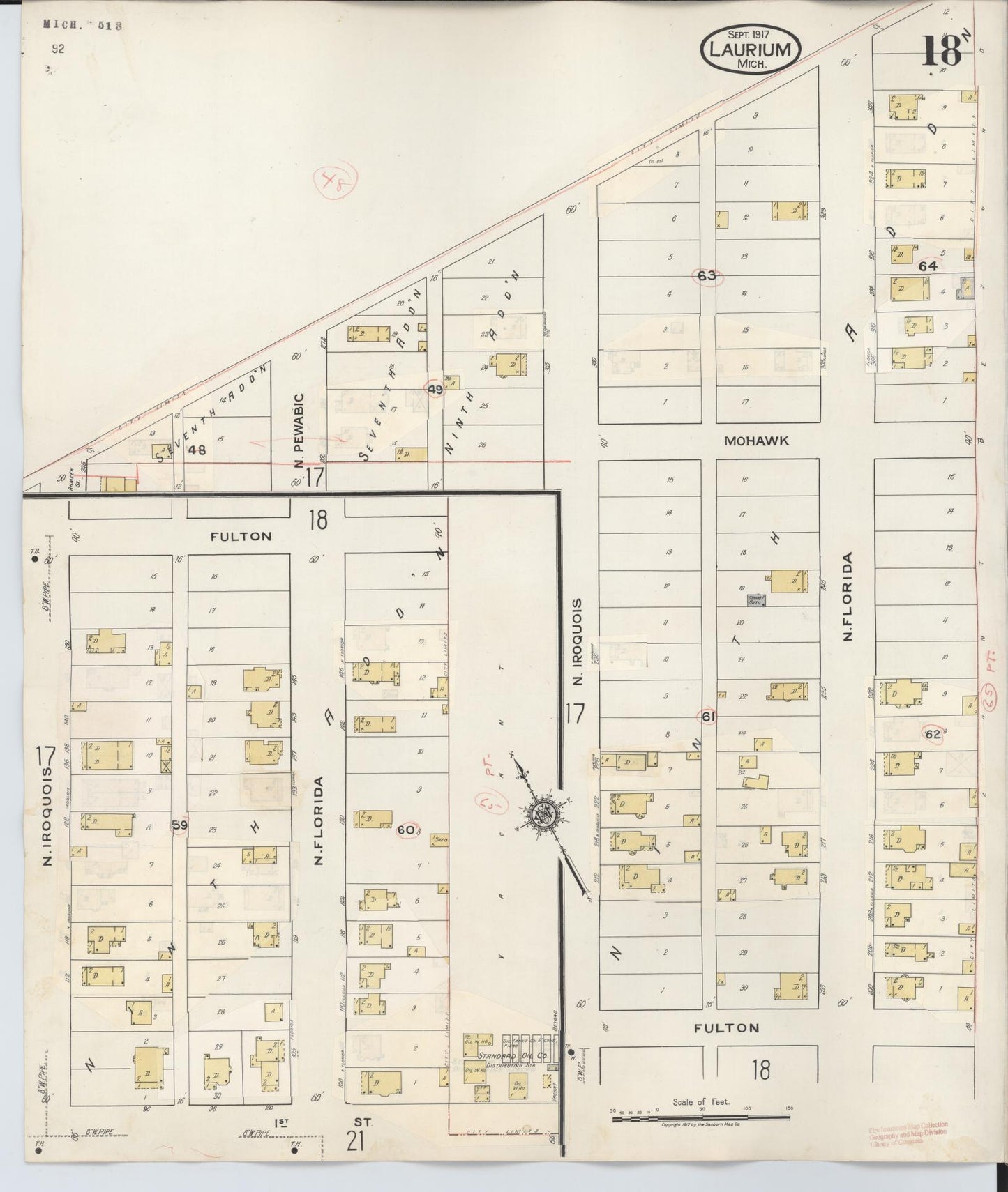 Sanborn Fire Insurance Map from Laurium, Houghton County, Michigan (1949), Sheet #0018 - Complete Map Set gallery image, historic Sanborn map, vintage wall art, Michigan Michigan