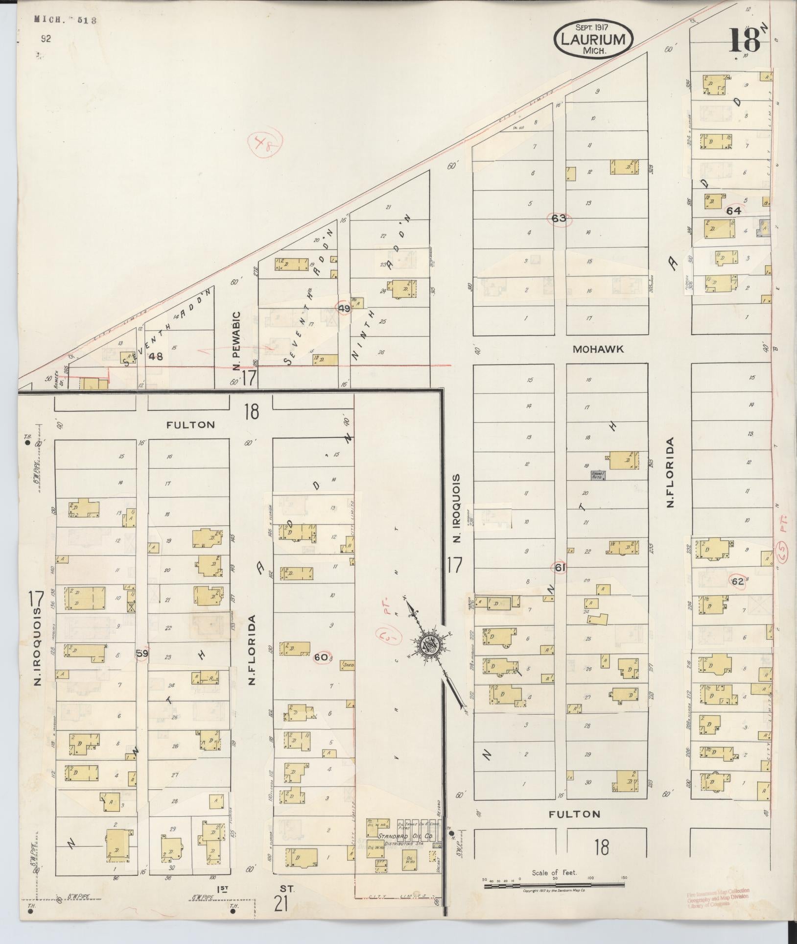 Sanborn Fire Insurance Map from Laurium, Houghton County, Michigan (1949), Sheet #0018 - Complete Map Set gallery image, historic Sanborn map, vintage wall art, Michigan Michigan