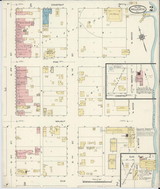 Sanborn Fire Insurance Map from Chillicothe, Peoria County, Illinois (1913), Sheet #0002 - Historic Sanborn Fire Insurance Map Print, vintage old map wall art, antique decor, genealogy gift, Illinois Illinois map
