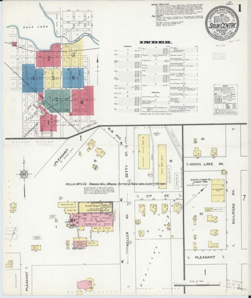 Sanborn Fire Insurance Map from Sauk Centre, Stearns County, Minnesota. (1909) – Map View