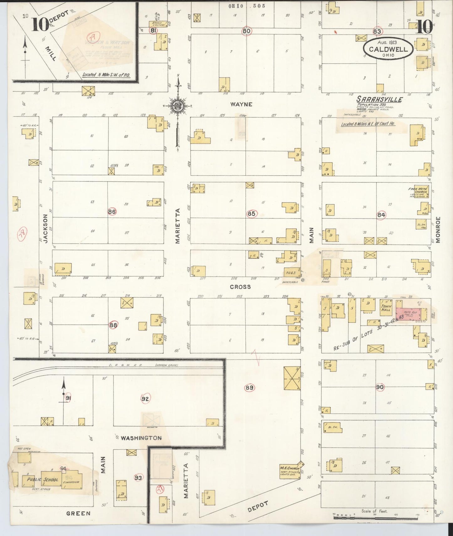 Sanborn Fire Insurance Map from Caldwell, Noble County, Ohio (1932), Sheet #0010 - Historic Sanborn Fire Insurance Map Print, vintage old map wall art, antique decor, genealogy gift, Ohio Ohio map
