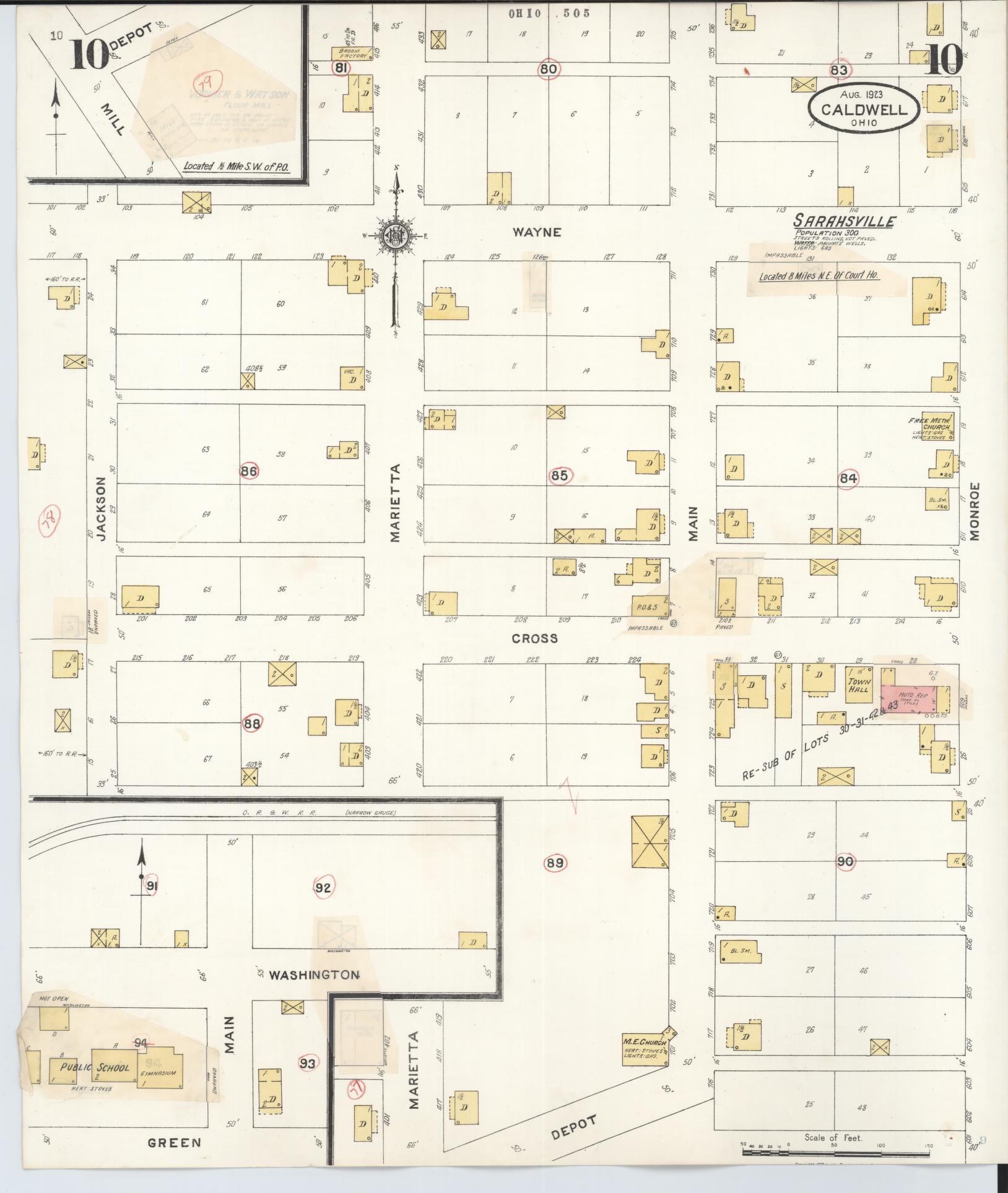 Sanborn Fire Insurance Map from Caldwell, Noble County, Ohio (1932), Sheet #0010 - Historic Sanborn Fire Insurance Map Print, vintage old map wall art, antique decor, genealogy gift, Ohio Ohio map