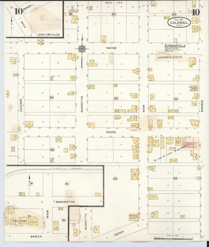 Sanborn Fire Insurance Map from Caldwell, Noble County, Ohio (1932), Sheet #0010 - Historic Sanborn Fire Insurance Map Print, vintage old map wall art, antique decor, genealogy gift, Ohio Ohio map
