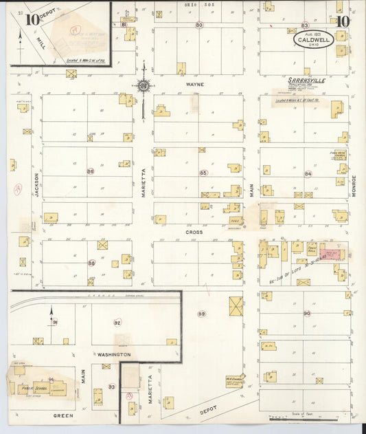 Sanborn Fire Insurance Map from Caldwell, Noble County, Ohio (1932), Sheet #0010 - Historic Sanborn Fire Insurance Map Print, vintage old map wall art, antique decor, genealogy gift, Ohio Ohio map