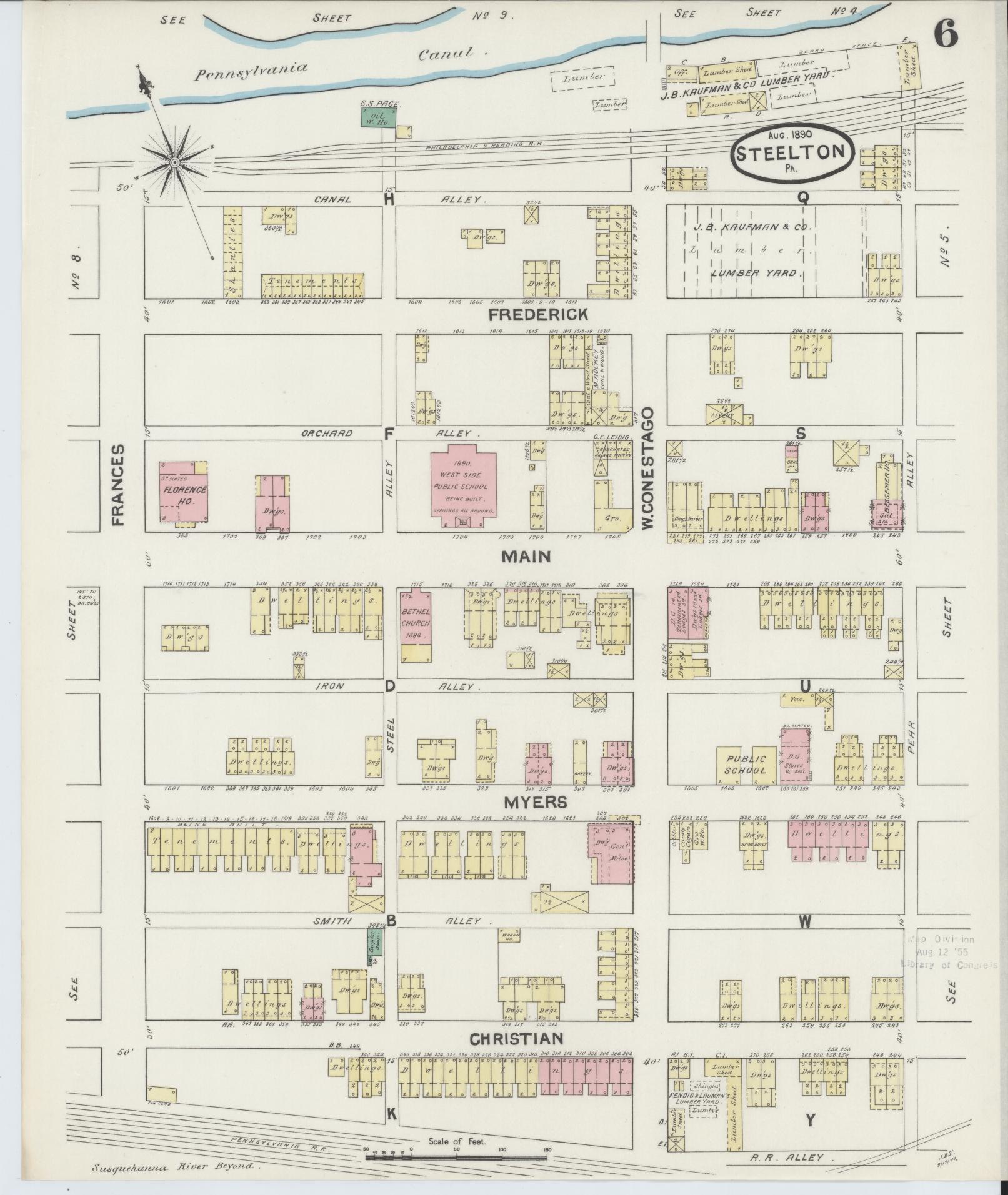 Sanborn Fire Insurance Map from Steelton, Dauphin County, Pennsylvania (1890), Sheet #0006 - Complete Map Set gallery image, historic Sanborn map, vintage wall art, Pennsylvania Pennsylvania
