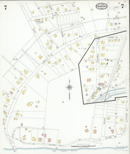Sanborn Fire Insurance Map from Newport, Cocke County, Tennessee (1927), Sheet #0007 - Complete Map Set gallery image, historic Sanborn map, vintage wall art, Tennessee Tennessee