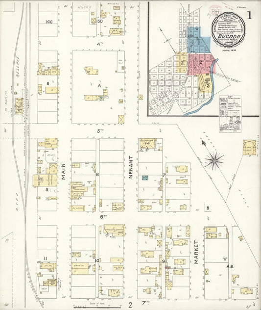 Sanborn Fire Insurance Map from Bucoda, Thurston County, Washington (1896), Sheet #0001 - Historic Sanborn Fire Insurance Map Print, vintage old map wall art, antique decor, genealogy gift, Washington Washington map