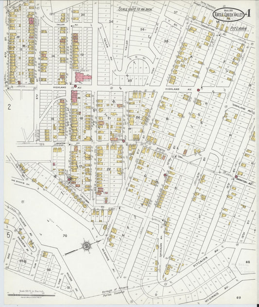 Sanborn Fire Insurance Map from Turtle Creek Valley, Allegheny County, Pennsylvania (1919), Sheet #0004 - Historic Sanborn Fire Insurance Map Print, vintage old map wall art, antique decor, genealogy gift, Pennsylvania Pennsylvania map