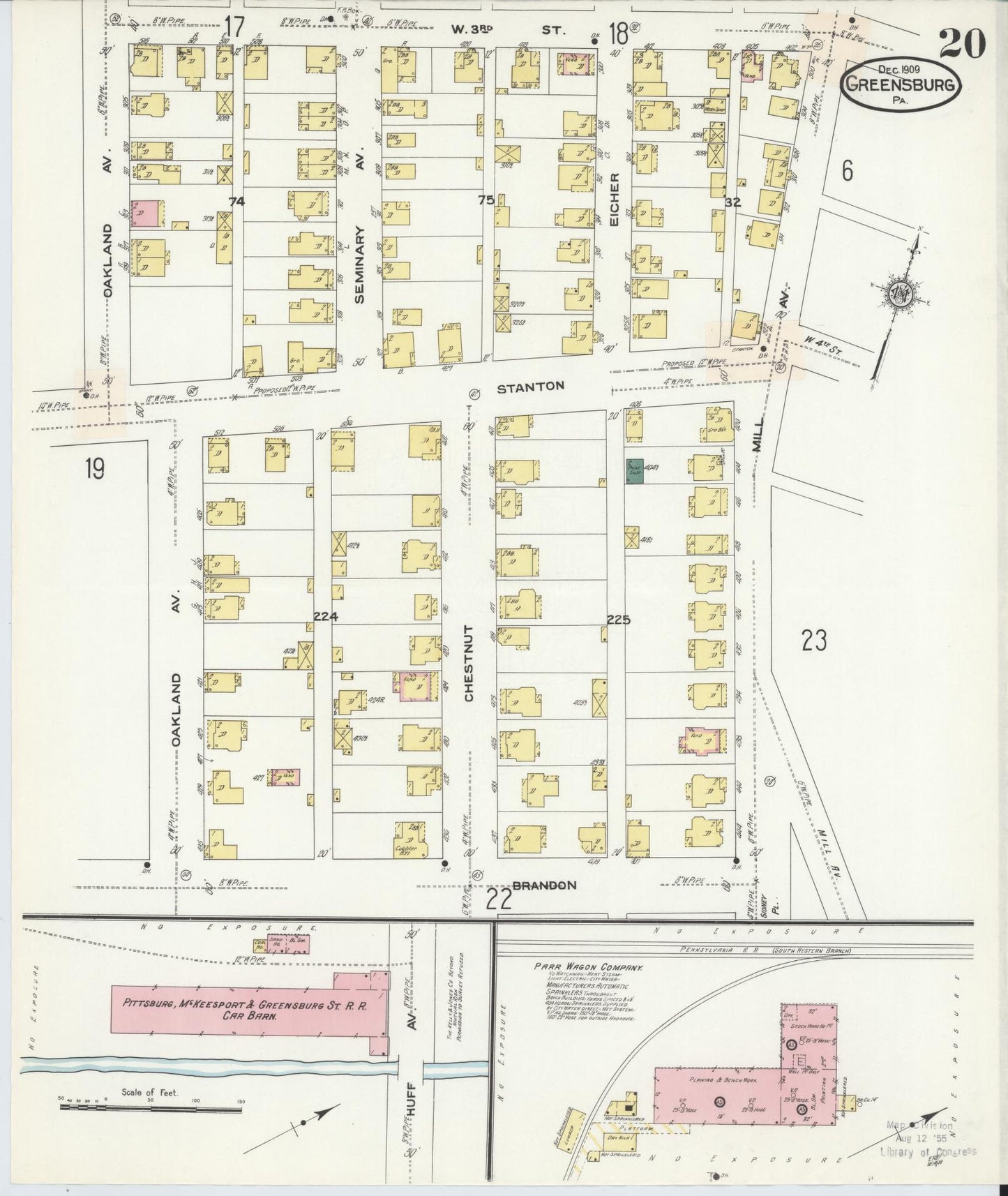 Sanborn Fire Insurance Map from Greensburg, Westmoreland County, Pennsylvania (1909), Sheet #0020 - Historic Sanborn Fire Insurance Map Print, vintage old map wall art, antique decor, genealogy gift, Pennsylvania Pennsylvania map