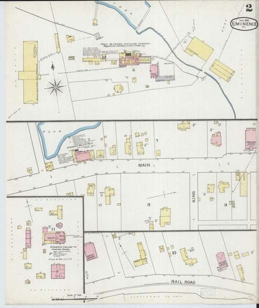 Sanborn Fire Insurance Map from Eminence, Henry County, Kentucky (1893), Sheet #0002 - Historic Sanborn Fire Insurance Map Print, vintage old map wall art, antique decor, genealogy gift, Kentucky Kentucky map
