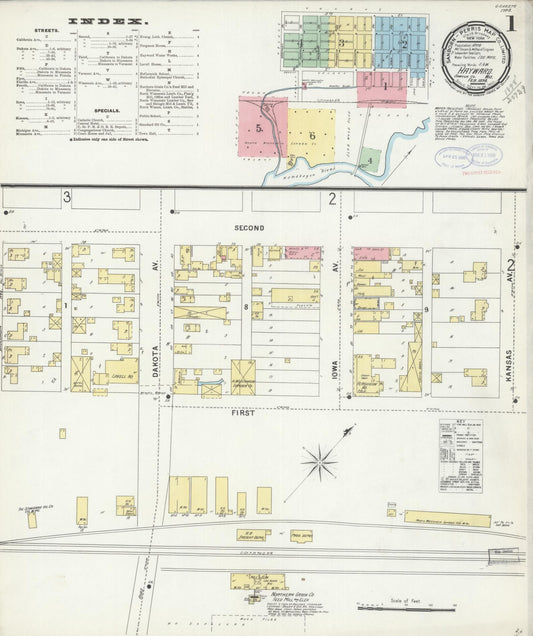 Sanborn Fire Insurance Map from Hayward, Sawyer County, Wisconsin (1898), Sheet #0001 - Complete Map Set gallery image, historic Sanborn map, vintage wall art, Wisconsin Wisconsin