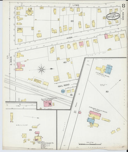 Sanborn Fire Insurance Map from Bellevue, Huron And Sandusky County, Ohio (1893), Sheet #0008 - Complete Map Set gallery image, historic Sanborn map, vintage wall art, Ohio Ohio