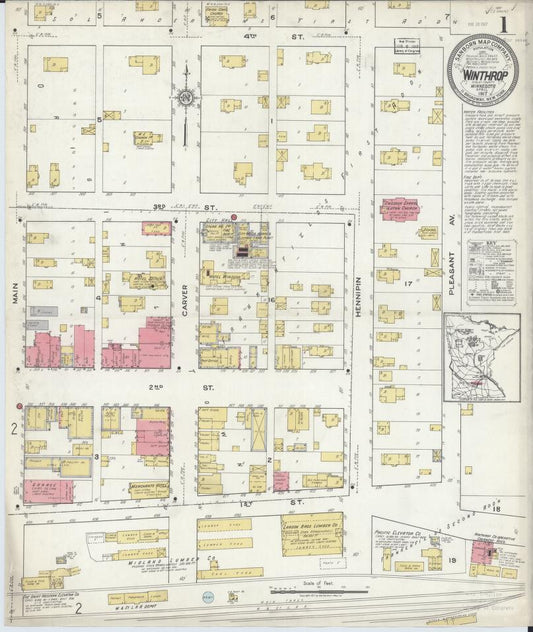 Sanborn Fire Insurance Map from Winthrop, Sibley County, Minnesota. (1917) – Map View