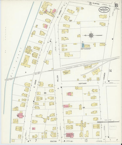 Sanborn Fire Insurance Map from Newark, Wayne County, New York (1912), Sheet #0008 - Complete Map Set gallery image, historic Sanborn map, vintage wall art, New York New York