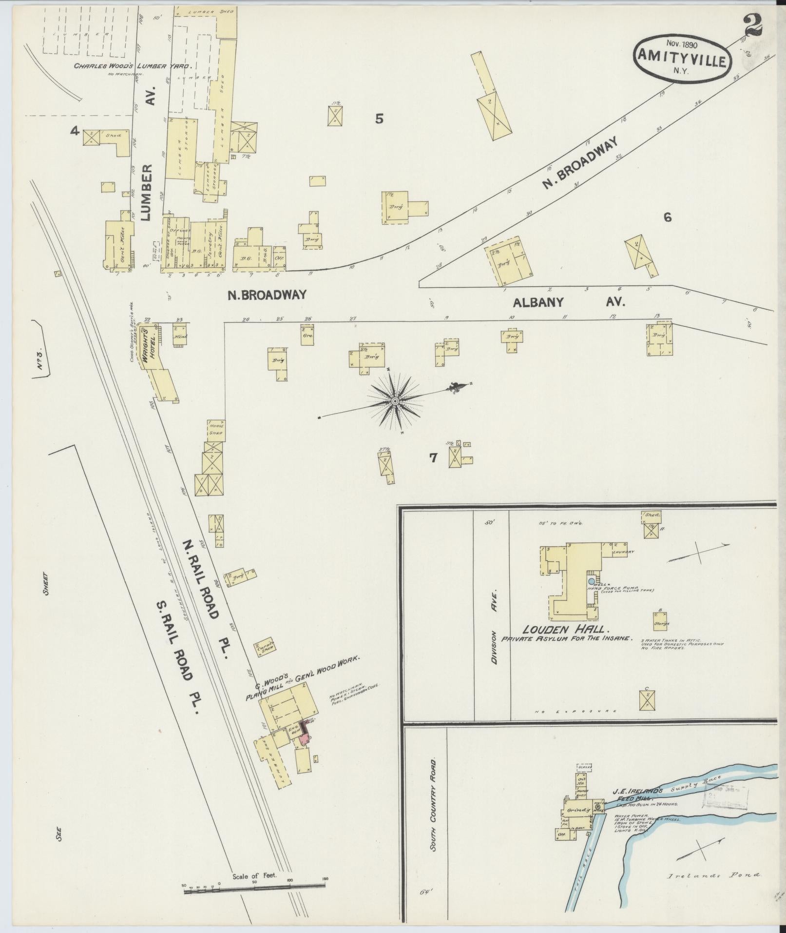 Sanborn Fire Insurance Map from Amityville, Suffolk County, New York (1890), Sheet #0002 - Complete Map Set gallery image, historic Sanborn map, vintage wall art, New York New York