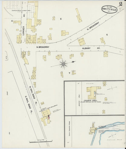 Sanborn Fire Insurance Map from Amityville, Suffolk County, New York (1890), Sheet #0002 - Complete Map Set gallery image, historic Sanborn map, vintage wall art, New York New York