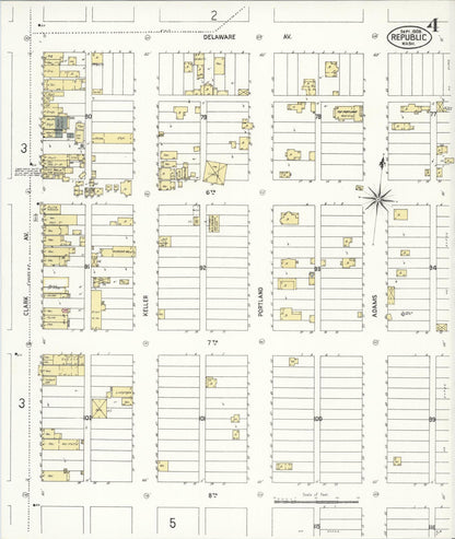 Sanborn Fire Insurance Map from Republic, Ferry County, Washington (1908), Sheet #0004 - Complete Map Set gallery image, historic Sanborn map, vintage wall art, Washington Washington