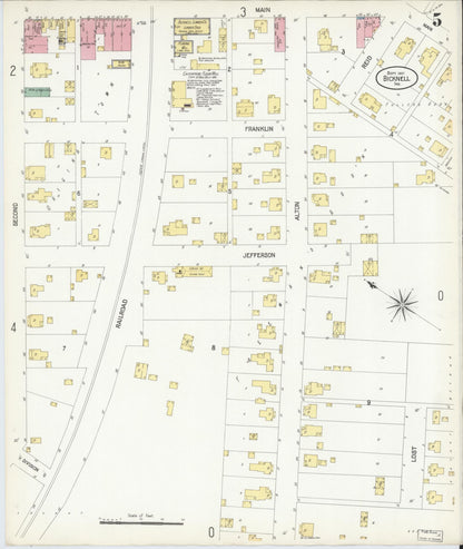 Sanborn Fire Insurance Map from Bicknell, Knox County, Indiana (1907), Sheet #0005 - Complete Map Set gallery image, historic Sanborn map, vintage wall art, Indiana Indiana
