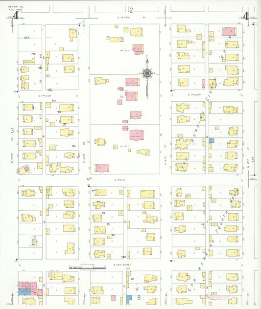Sanborn Fire Insurance Map from Herrin, Williamson County, Illinois (1941), Sheet #0004 - Historic Sanborn Fire Insurance Map Print, vintage old map wall art, antique decor, genealogy gift, Illinois Illinois map