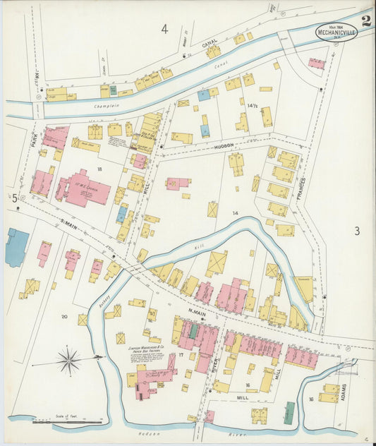 Sanborn Fire Insurance Map from Mechanicville, Saratoga County, New York (1904), Sheet #0001 - Complete Map Set gallery image, historic Sanborn map, vintage wall art, New York New York