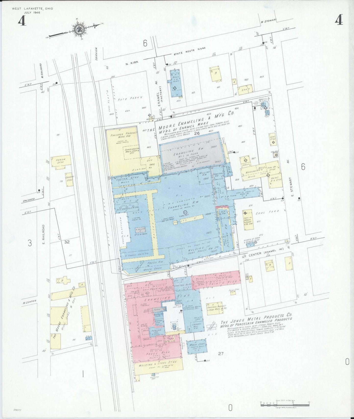 Sanborn Fire Insurance Map from West Lafayette, Coshocton County, Ohio (1946), Sheet #0004 - Complete Map Set gallery image, historic Sanborn map, vintage wall art, Ohio Ohio