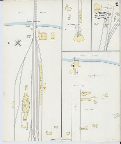 Sanborn Fire Insurance Map from Mackinaw City, Cheboygan County, Michigan (1895), Sheet #0002 - Complete Map Set gallery image, historic Sanborn map, vintage wall art, Michigan Michigan