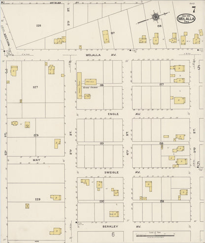 Sanborn Fire Insurance Map from Molalla, Clackamas County, Oregon (1922), Sheet #0007 - Complete Map Set gallery image, historic Sanborn map, vintage wall art, Oregon Oregon