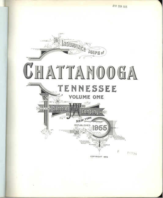 Sanborn Fire Insurance Map from Chattanooga, Hamilton County, Tennessee (1955), Sheet #0001 - Historic Sanborn Fire Insurance Map Print, vintage old map wall art, antique decor, genealogy gift, Tennessee Tennessee map