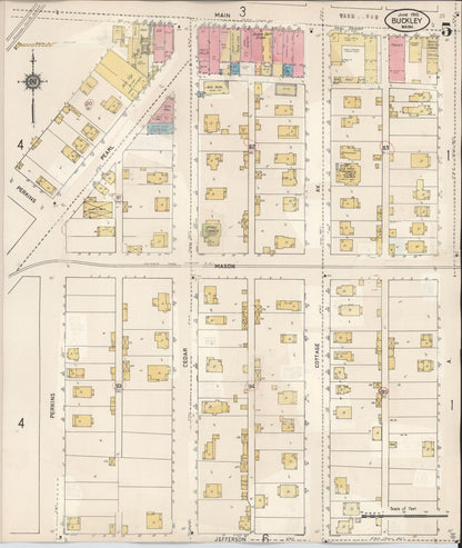 Sanborn Fire Insurance Map from Buckley, Pierce County, Washington (1933), Sheet #0005 - Complete Map Set gallery image, historic Sanborn map, vintage wall art, Washington Washington