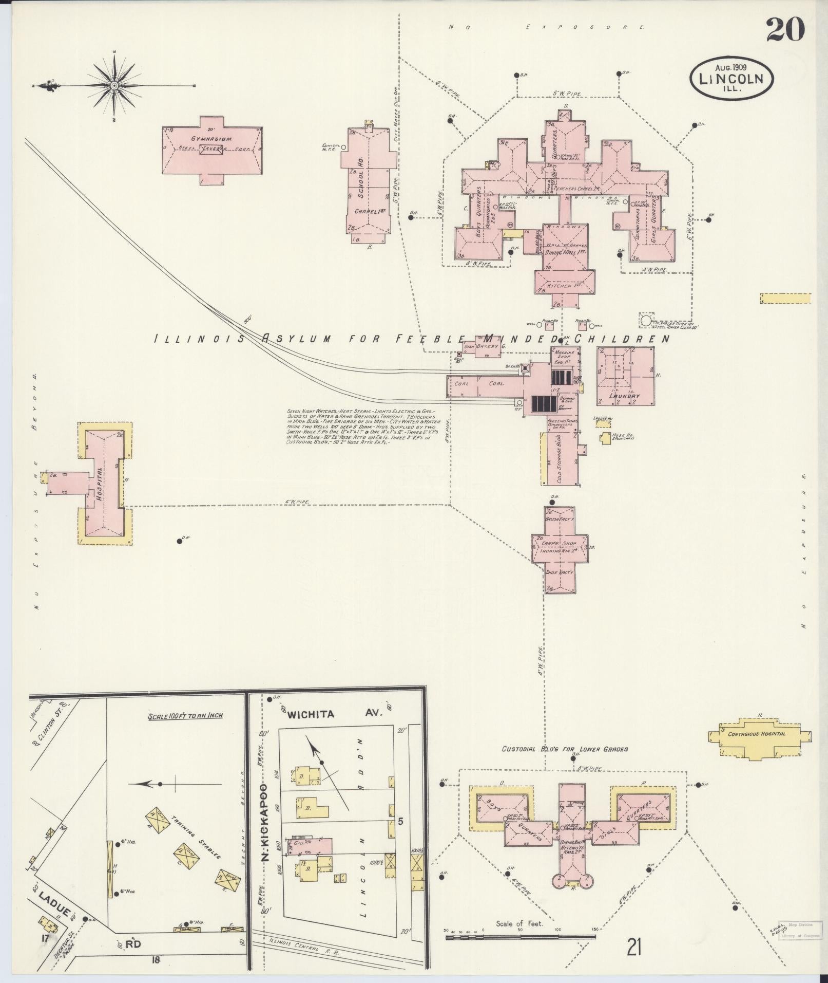Sanborn Fire Insurance Map from Lincoln, Logan County, Illinois (1909), Sheet #0020 - Complete Map Set gallery image, historic Sanborn map, vintage wall art, Illinois Illinois