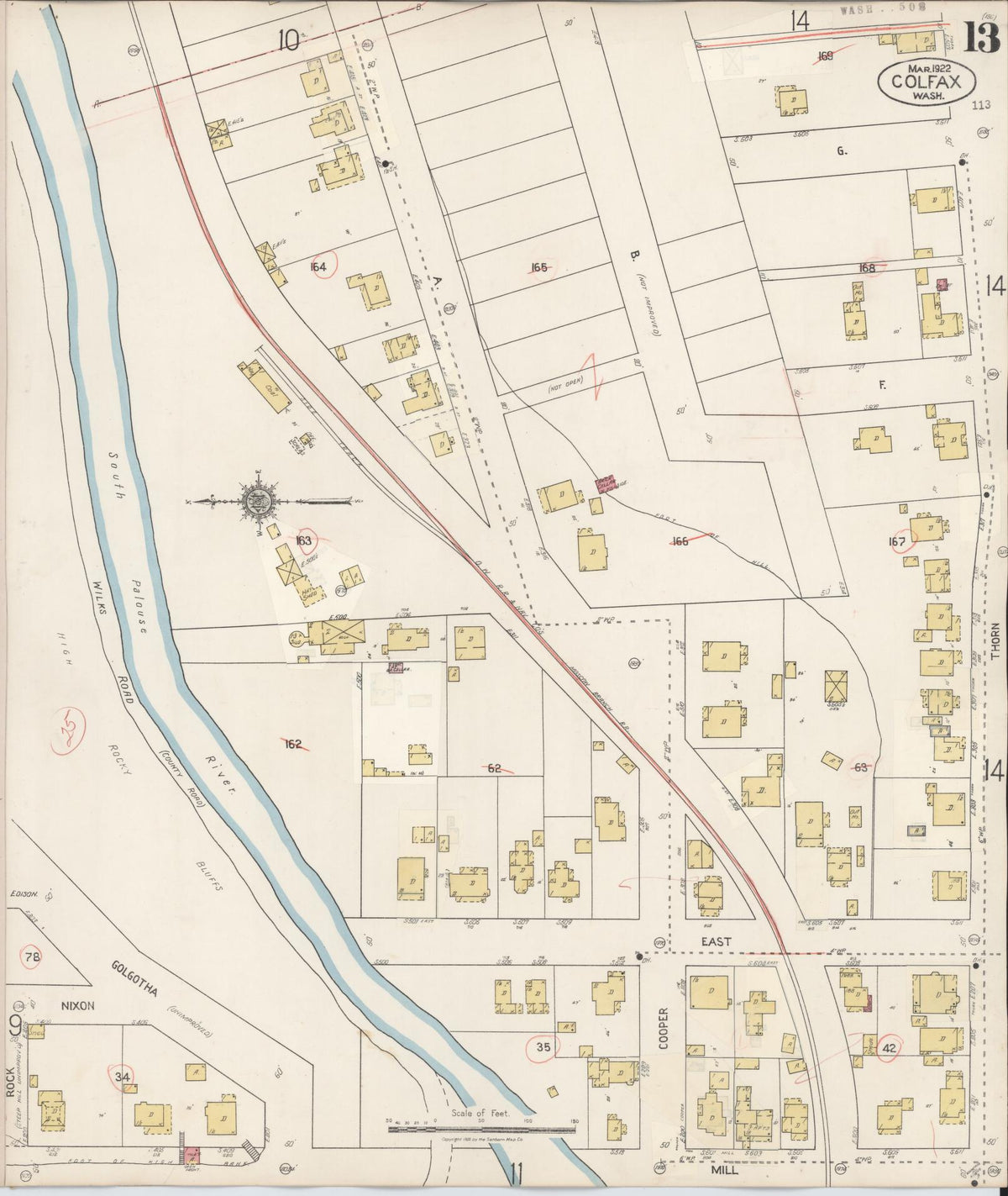 Sanborn Fire Insurance Map from Colfax, Whitman County, Washington (1939), Sheet #0013 - Historic Sanborn Fire Insurance Map Print, vintage old map wall art, antique decor, genealogy gift, Washington Washington map