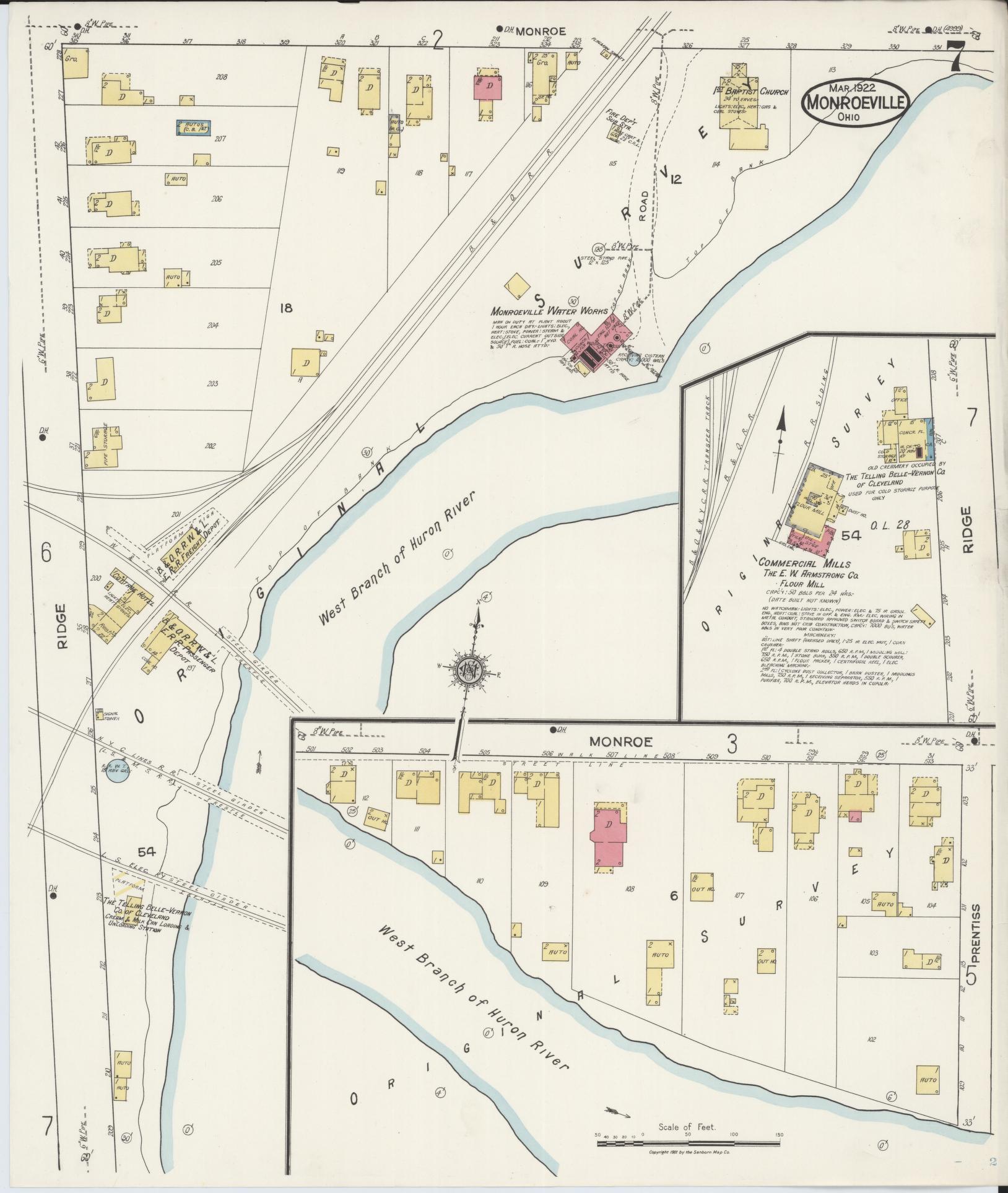 Sanborn Fire Insurance Map from Monroeville, Huron County, Ohio (1922), Sheet #0007 - Complete Map Set gallery image, historic Sanborn map, vintage wall art, Ohio Ohio