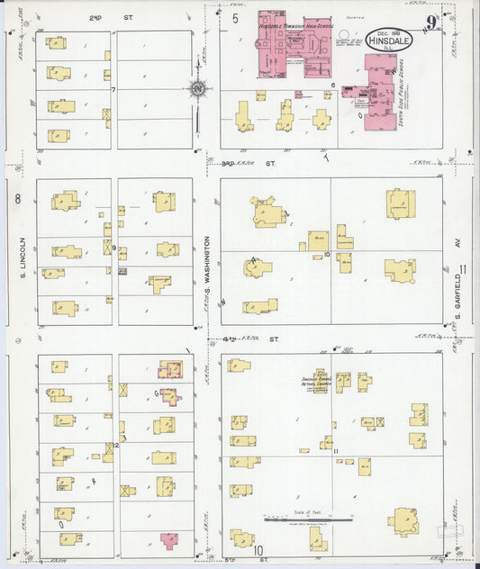 Sanborn Fire Insurance Map from Hinsdale, Du Page And Cook Counties, Illinois (1919), Sheet #0009 - Historic Sanborn Fire Insurance Map Print, vintage old map wall art, antique decor, genealogy gift, Illinois Illinois map
