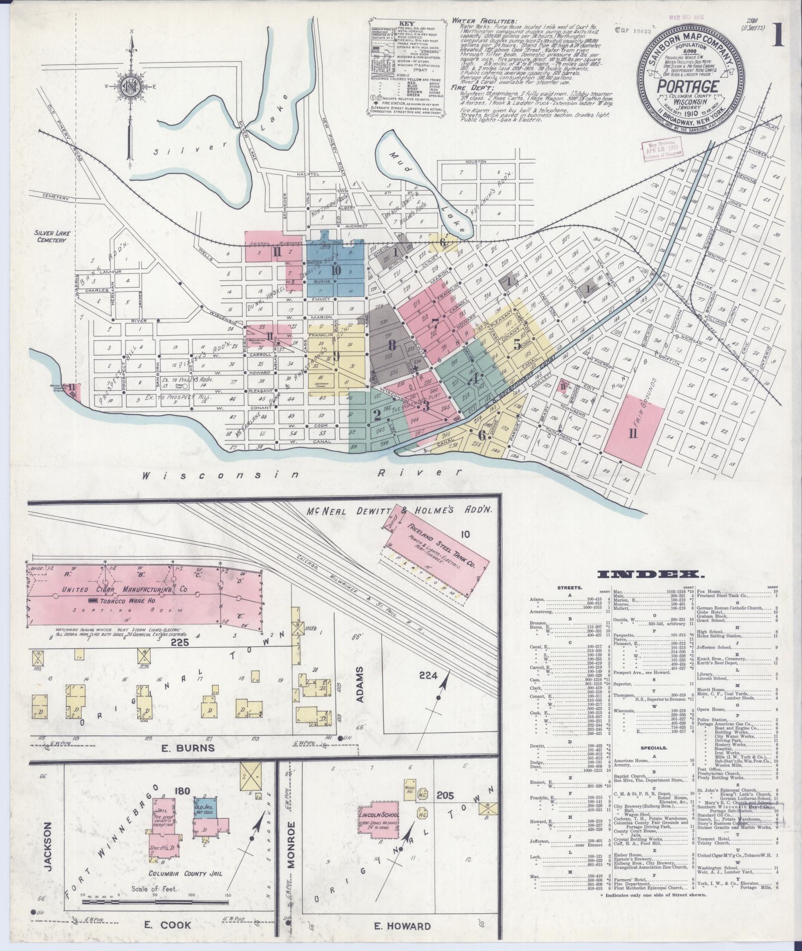 Portage, Columbia County, Wisconsin (1910) – Sanborn Fire Insurance Map – Map View