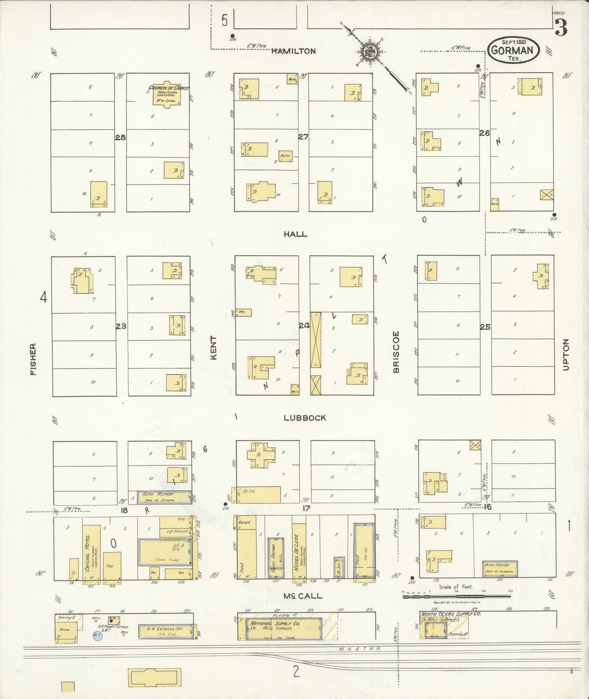 Sanborn Fire Insurance Map from Gorman, Eastland County, Texas (1921), Sheet #0003 - Complete Map Set gallery image, historic Sanborn map, vintage wall art, Texas Texas