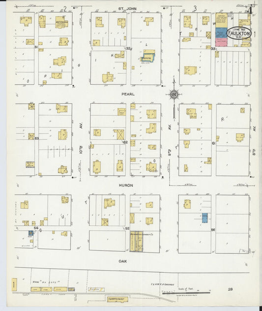 Sanborn Fire Insurance Map from Faulkton, Faulk County, South Dakota (1921), Sheet #0004 - Historic Sanborn Fire Insurance Map Print, vintage old map wall art, antique decor, genealogy gift, South Dakota South Dakota map
