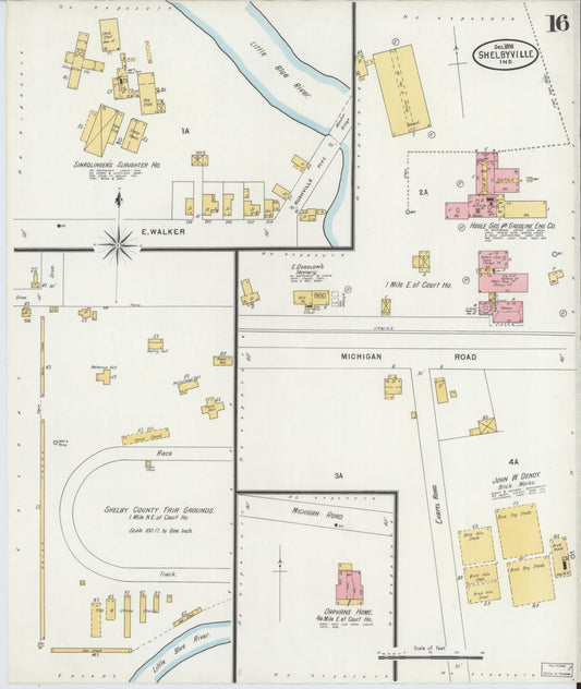 Sanborn Fire Insurance Map from Shelbyville, Shelby County, Indiana (1898), Sheet #0016 - Historic Sanborn Fire Insurance Map Print, vintage old map wall art, antique decor, genealogy gift, Indiana Indiana map