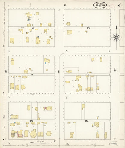 Sanborn Fire Insurance Map from Colton, San Bernardino County, California (1894), Sheet #0004 - Complete Map Set gallery image, historic Sanborn map, vintage wall art, California California