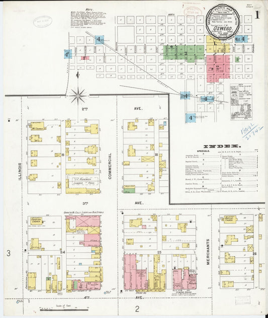 Sanborn Fire Insurance Map from Oswego, Labette County, Kansas. (1899) – Historic Sanborn Fire Insurance Map Print