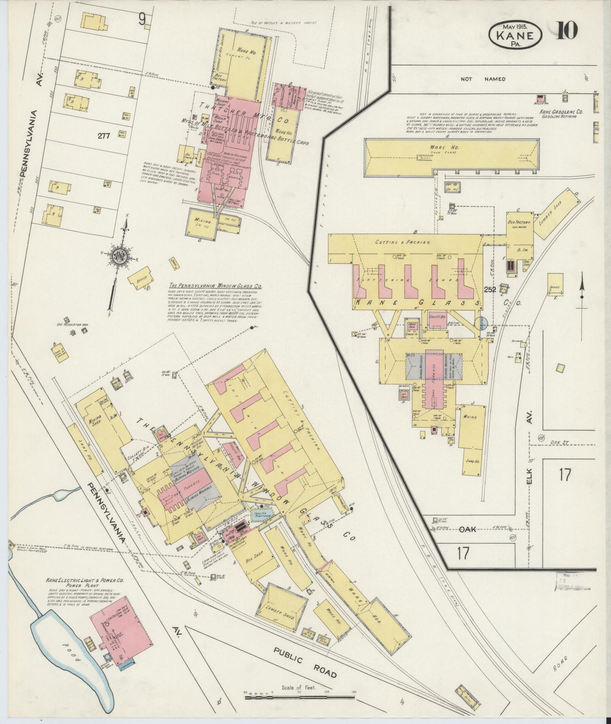 Sanborn Fire Insurance Map from Kane, McKean County, Pennsylvania (1915), Sheet #0010 - Historic Sanborn Fire Insurance Map Print, vintage old map wall art, antique decor, genealogy gift, Pennsylvania Pennsylvania map