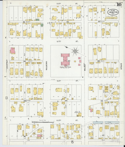 Sanborn Fire Insurance Map from Ironton, Lawrence County, Ohio (1900), Sheet #0016 - Historic Sanborn Fire Insurance Map Print, vintage old map wall art, antique decor, genealogy gift, Ohio Ohio map