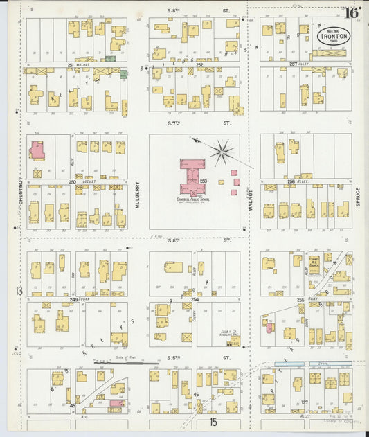 Sanborn Fire Insurance Map from Ironton, Lawrence County, Ohio (1900), Sheet #0016 - Historic Sanborn Fire Insurance Map Print, vintage old map wall art, antique decor, genealogy gift, Ohio Ohio map