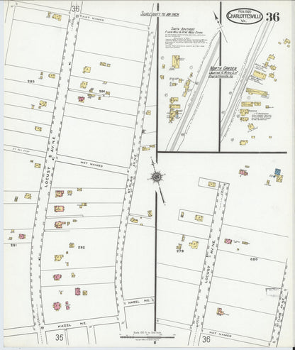 Sanborn Fire Insurance Map from Charlottesville, Independent Cities, Virginia (1920), Sheet #0036 - Complete Map Set gallery image, historic Sanborn map, vintage wall art, Virginia Virginia