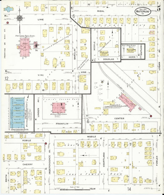 Sanborn Fire Insurance Map from Waterloo, Black Hawk County, Iowa (1910), Sheet #0005 - Historic Sanborn Fire Insurance Map Print, vintage old map wall art