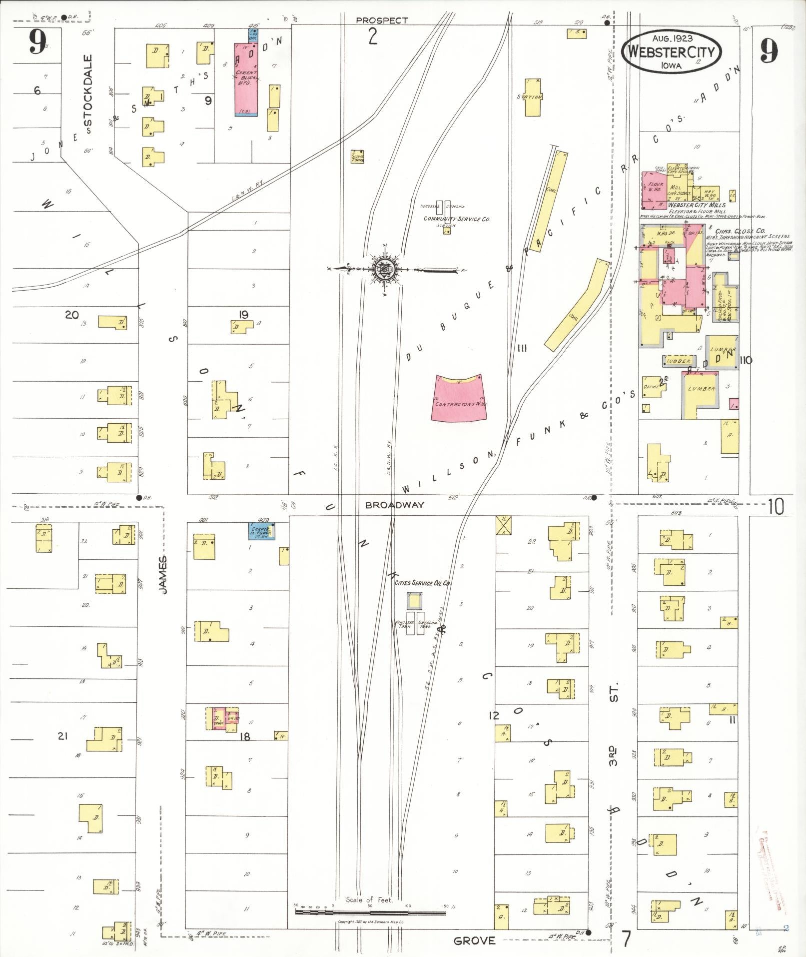 Sanborn Fire Insurance Map from Webster City, Hamilton County, Iowa (1923), Sheet #0009 - Historic Sanborn Fire Insurance Map Print