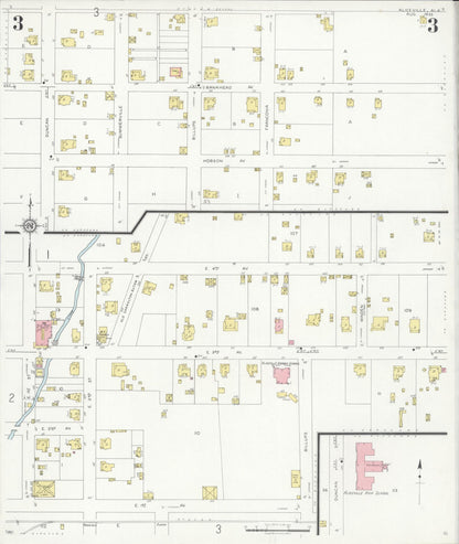 Sanborn Fire Insurance Map from Aliceville, Pickens County, Alabama (1933), Sheet #0003 - Complete Map Set gallery image, historic Sanborn map, vintage wall art, Alabama Alabama