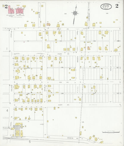 Sanborn Fire Insurance Map from Opp, Covington County, Alabama (1930), Sheet #0002 - Complete Map Set gallery image, historic Sanborn map, vintage wall art, Alabama Alabama