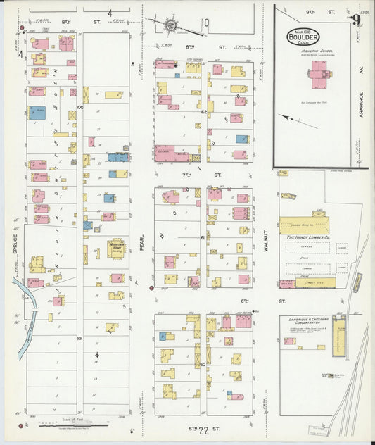 Sanborn Fire Insurance Map from Boulder, Boulder County, Colorado (1918), Sheet #0009 - Historic Sanborn Fire Insurance Map Print, vintage old map wall art, antique decor, genealogy gift, Colorado Colorado map