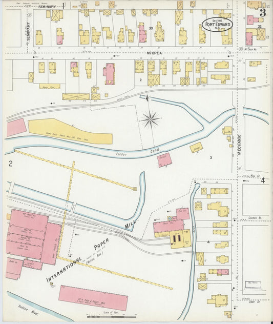 Sanborn Fire Insurance Map from Fort Edward, Washington County, New York (1900), Sheet #0003 - Historic Sanborn Fire Insurance Map Print, vintage old map wall art, antique decor, genealogy gift, New York New York map