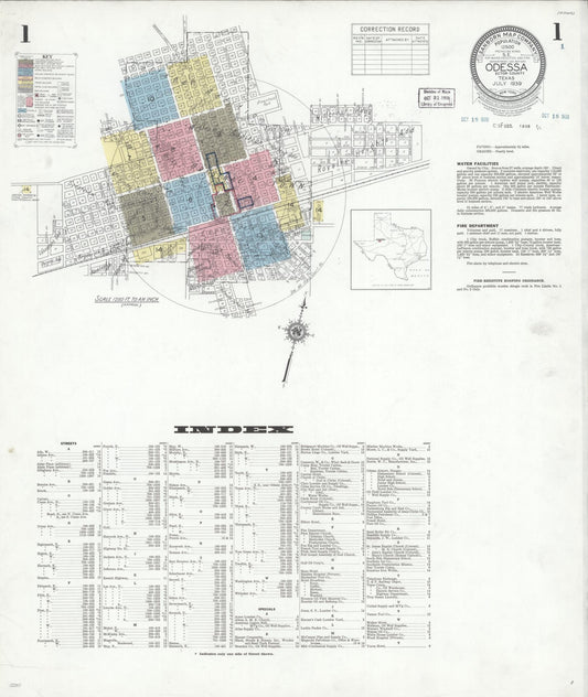 Sanborn Fire Insurance Map from Odessa, Edger County, Texas (1939), Sheet #0001 - Complete Map Set gallery image, historic Sanborn map, vintage wall art, Texas Texas